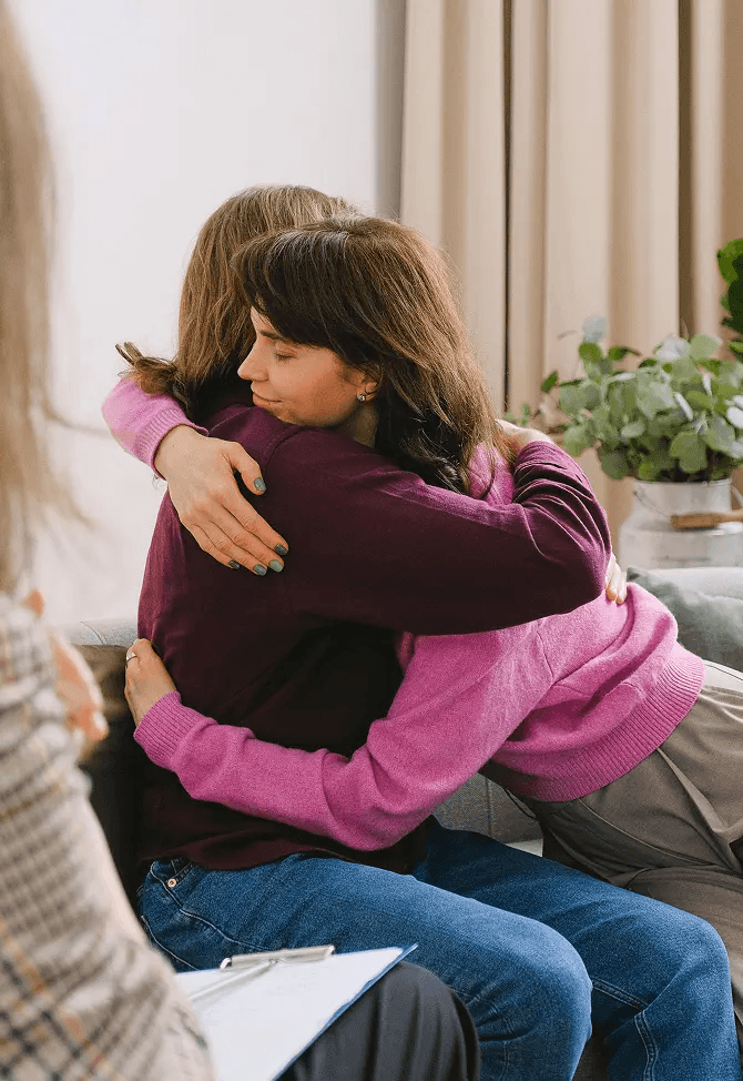 Two people embracing