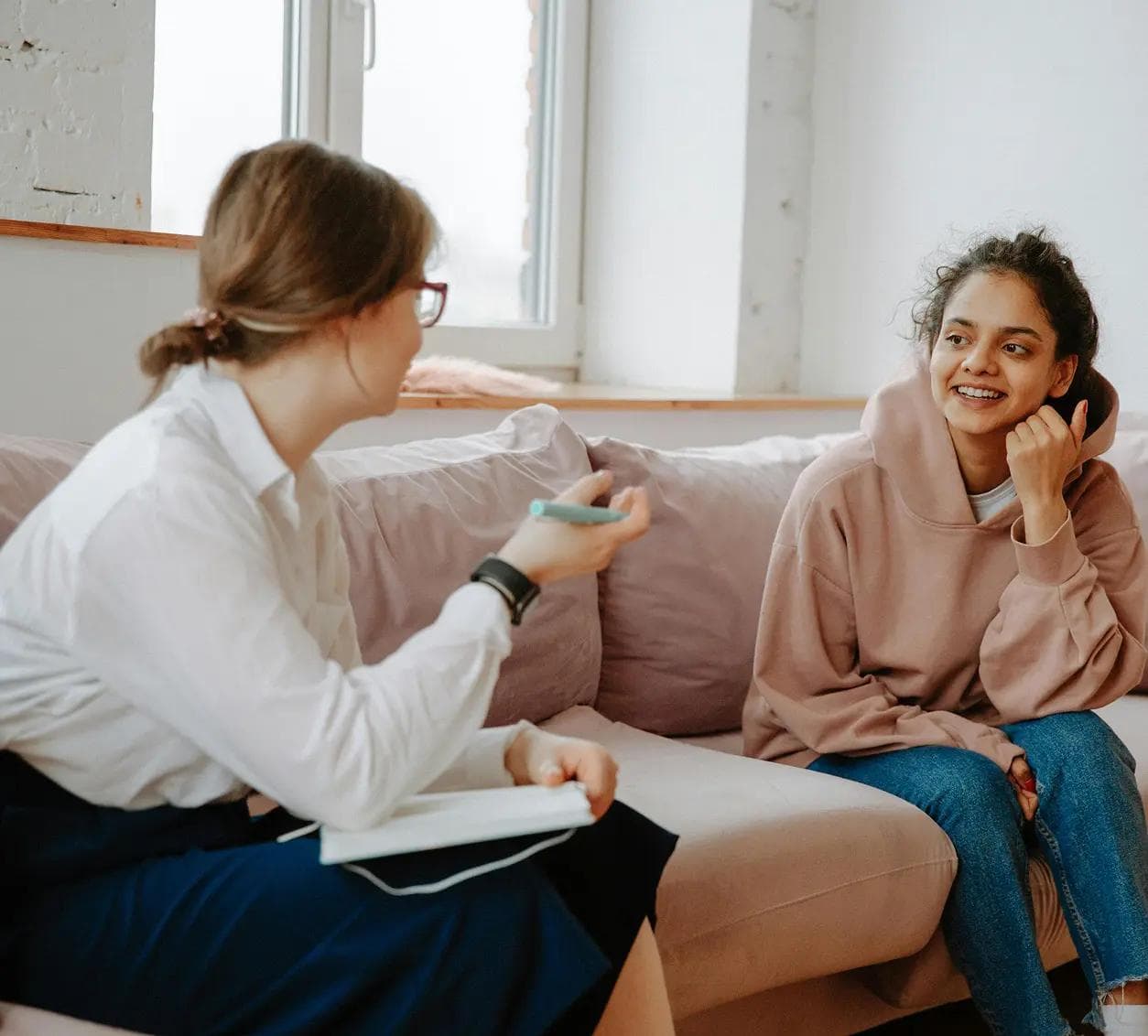 Clinician talking with a patient